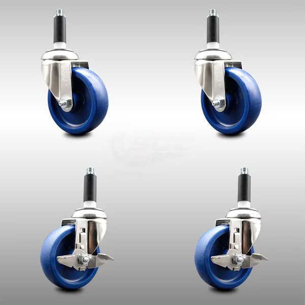 4 Inch 316SS Solid Poly Swivel 3/4 Inch Expanding Stem Caster Brake SCC, 2PK, Service Caster, Mfr#: SCC-SS316EX20S414-SPUS-2-TLB-2-34